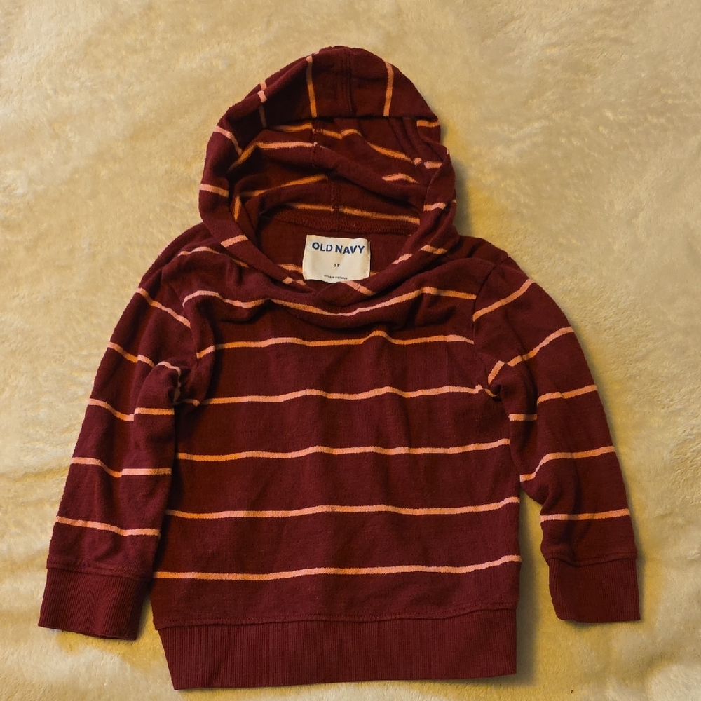 Old Navy Burgundy Hoodie with Pink Stripes